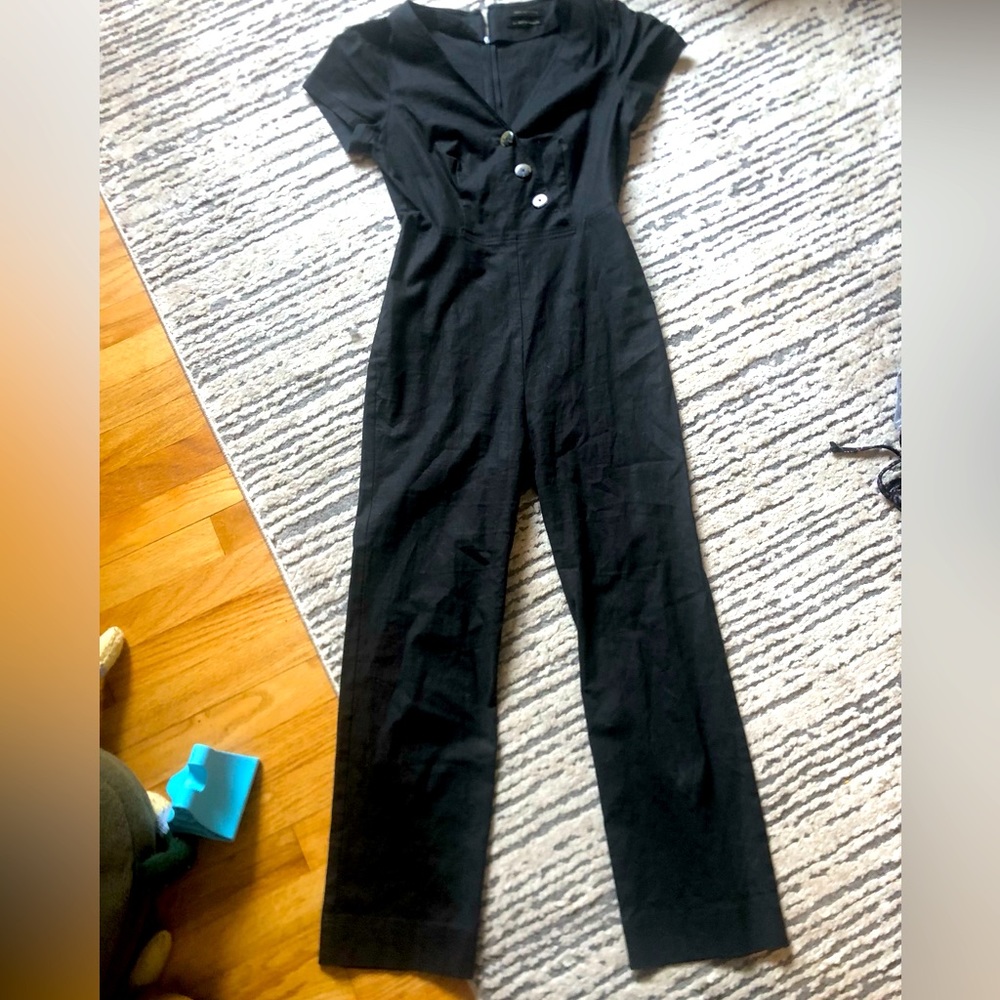 Black linen urban outfitters jumpsuit